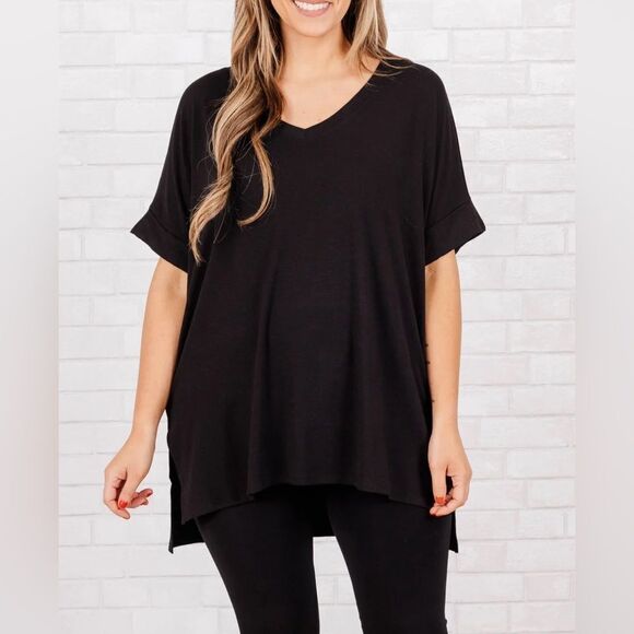 Zenana Outfitters Tops - Black V-Neck Women's Top Chic Soul
